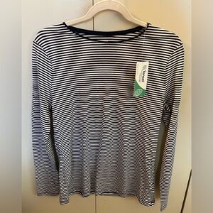Land’s End navy and white Striped Top